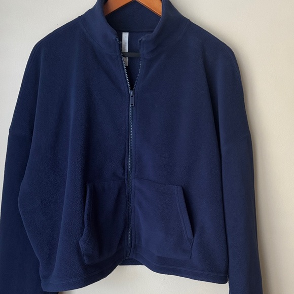 Fabletics Fleece Women's blue navy bomber fleece cardigan jacket. Size XL. - Picture 2 of 13